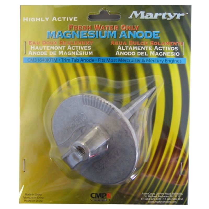 Merc trimfinne anode med bolt, blister, Magn 31640