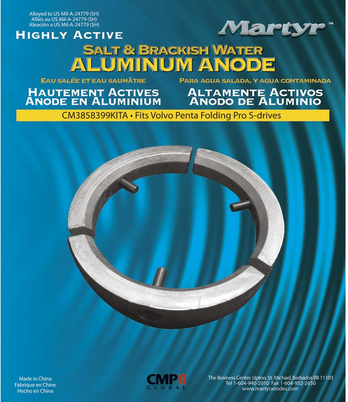 Volvo 4-Blade Folding Prop Anodesett Al