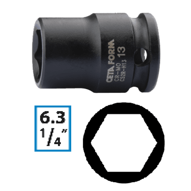 Hovedbilde 1/4 Slagpipe, 13mm, 6-kant